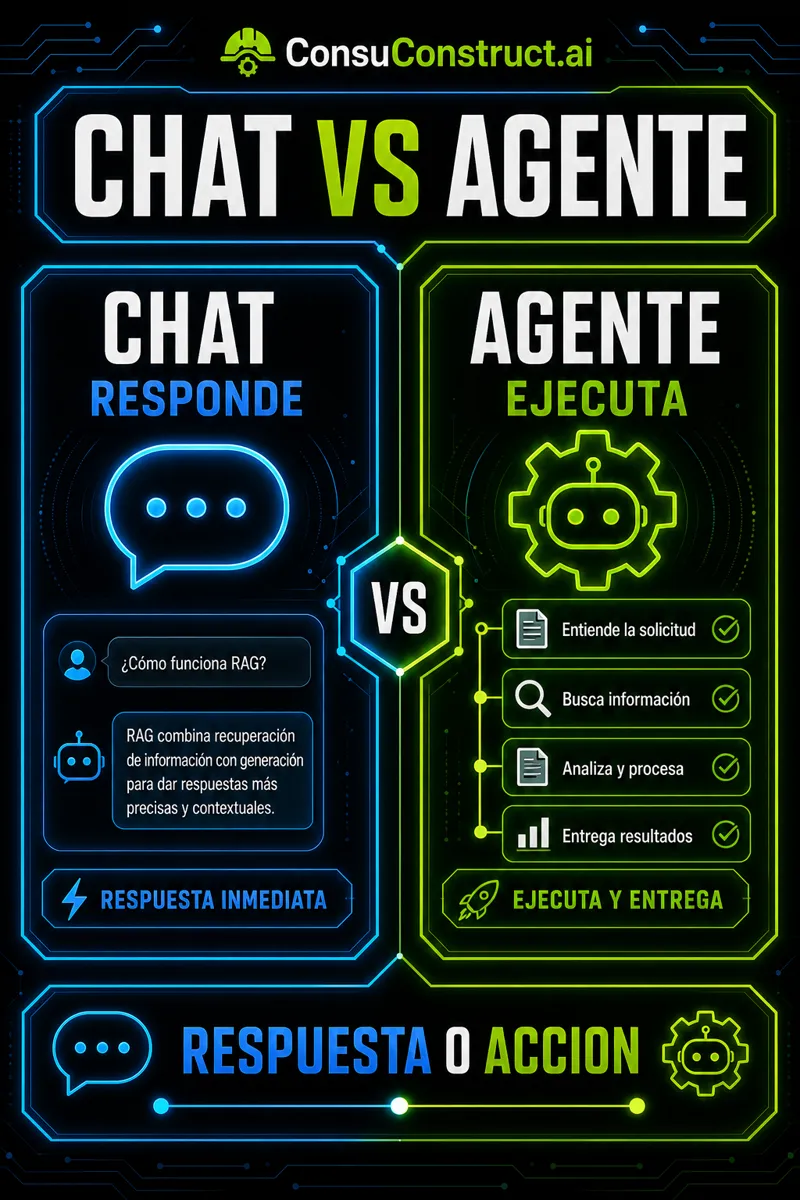 Diferencia entre un chat que responde y un agente que ejecuta